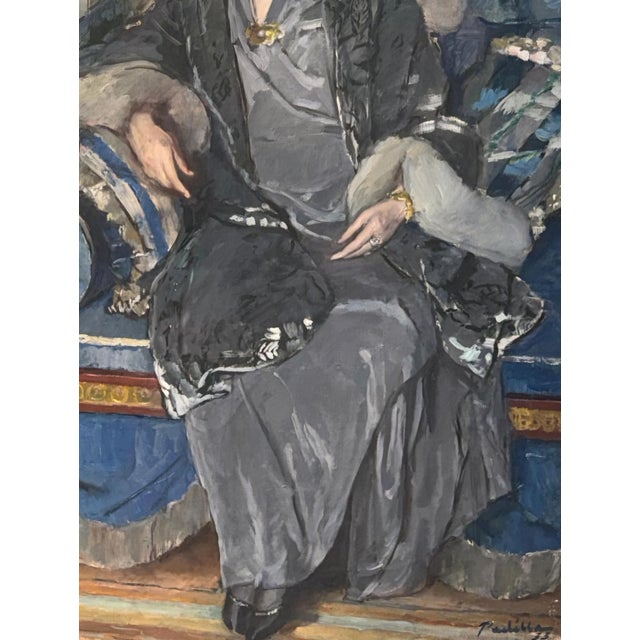 Huge Painting, Salon with Mother and Daughter, Luigi Paolillo, 1933 For Sale - Image 8 of 11