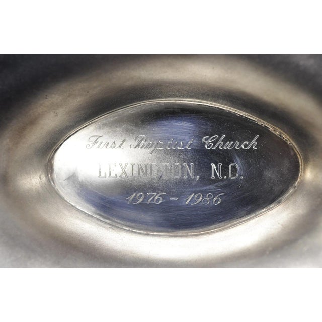 Vintage Lunt Victorian Silver Plated Oval Pedestal Base Rose Pattern Fruit Bowl For Sale - Image 15 of 17