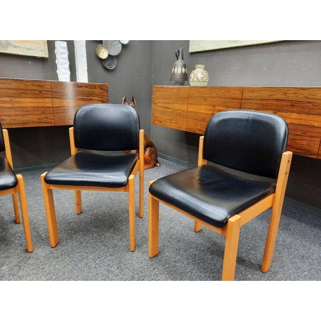 Mid-Century Beechwood and Leather Chairs from Wilde + Spieth, 1970s, Set of 4 For Sale - Image 4 of 15