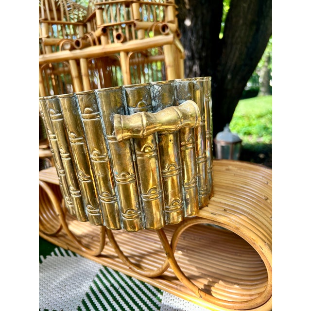 Late 20th Century Vintage Hollywood Regency Brass Bamboo Planter For Sale - Image 5 of 6