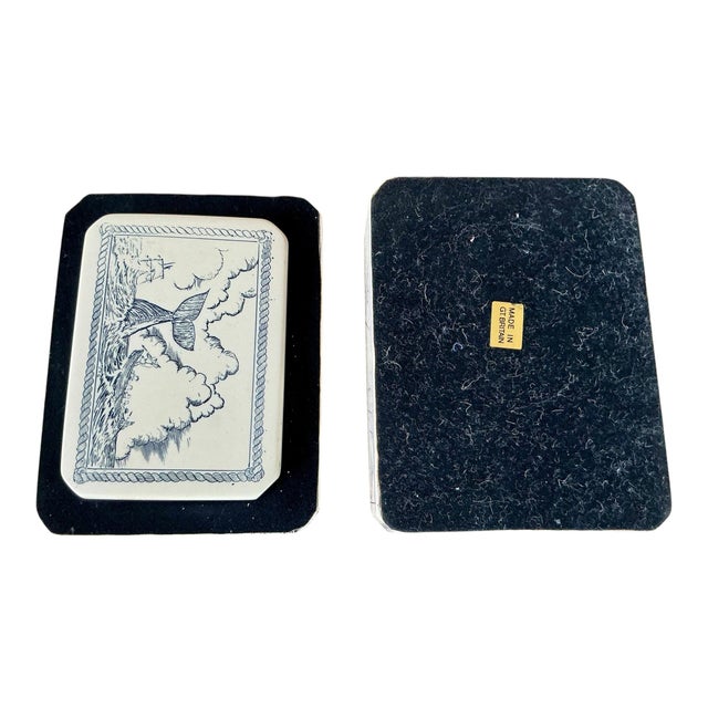 Vintage Faux Scrimshaw Beatrice Whaleship Trinket Jewelry Box Made in Great Britain For Sale - Image 10 of 12