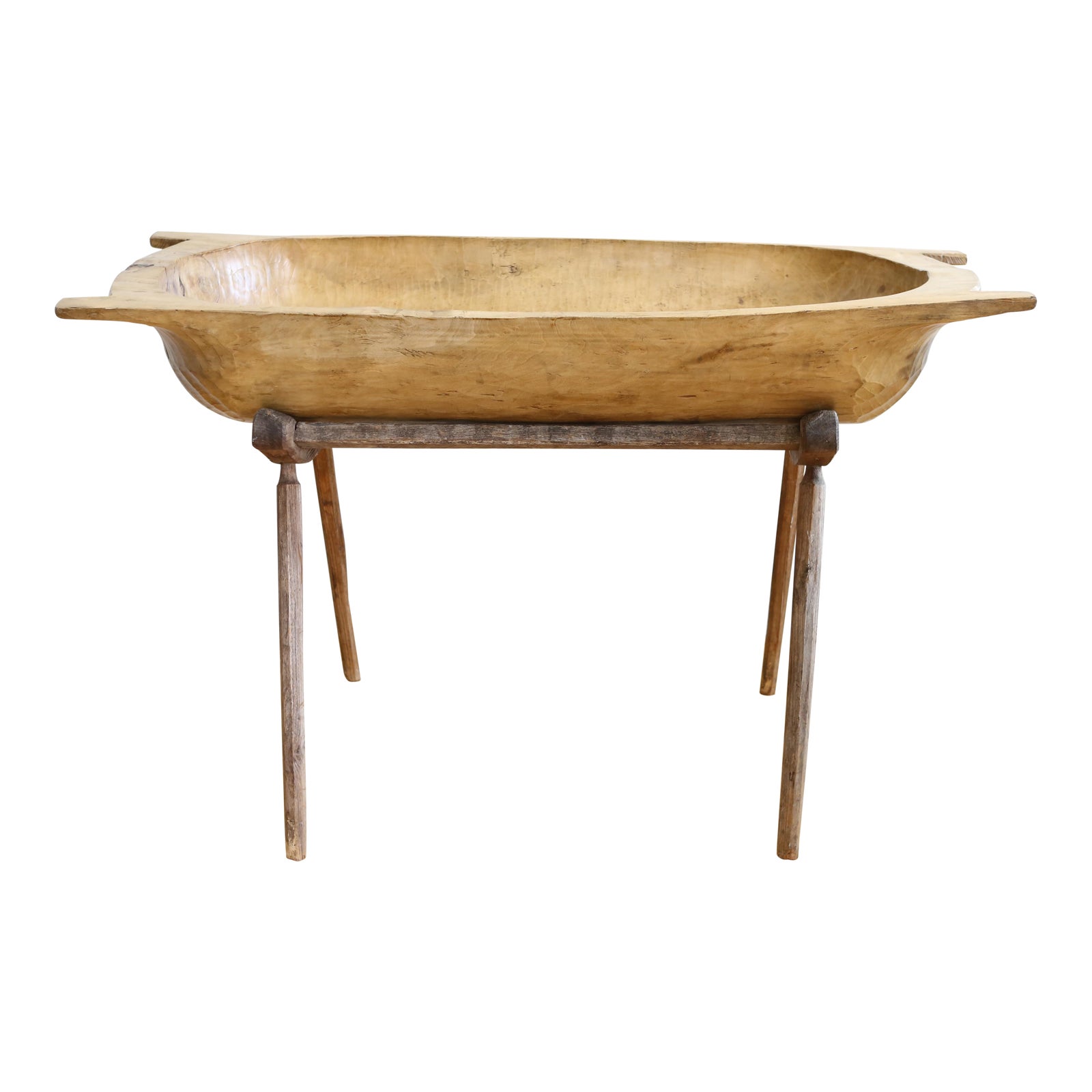 Antique Oversized Large Dough Bowl With Stand Chairish