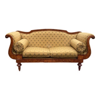 Late 20th Century Vintage Empire Settee With Marquetry For Sale