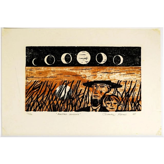 1968 Constantine Kermes Rooted Seasons Celestial Woodblock Chairish