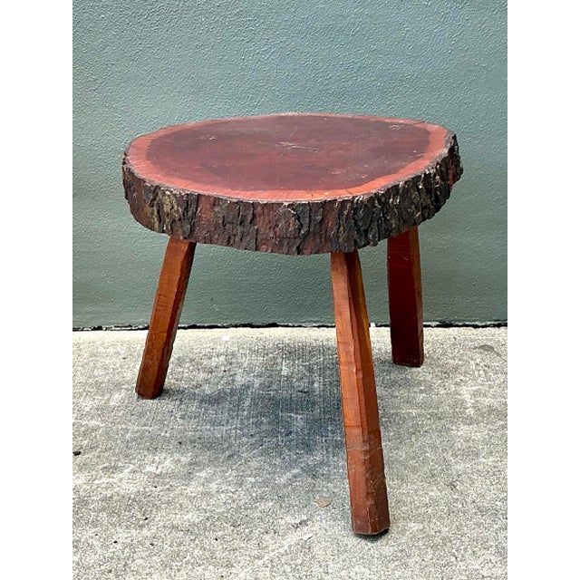 Vintage Wood Slab Side Table For Sale - Image 9 of 12