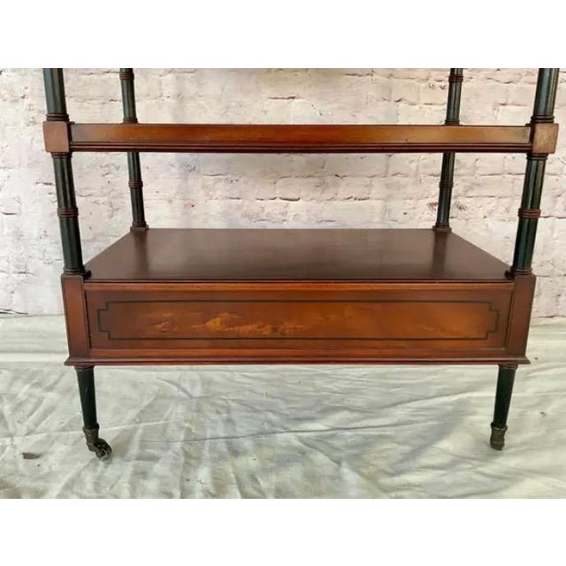 Brown Beacon Hill Mahogany Etagere Side Table With Brass Gallery For Sale - Image 8 of 13