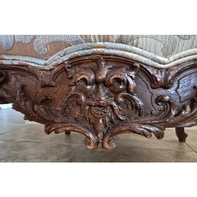 Antique French Regency Bergere Armchairs, Walnut Hand-Carved in France, 18th Century, a Pair For Sale In Dallas - Image 6 of 15