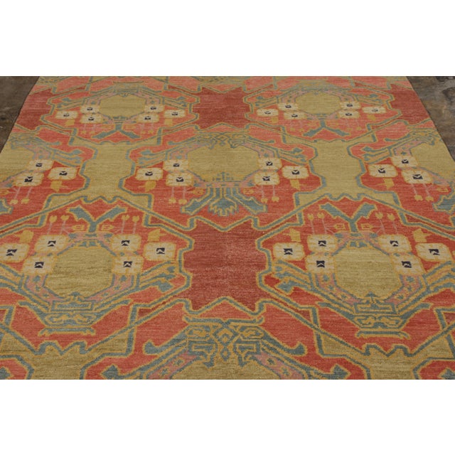 Rug & Kilim’s Ersari Style Rug in Red and Green Geometric Pattern For Sale In New York - Image 6 of 8