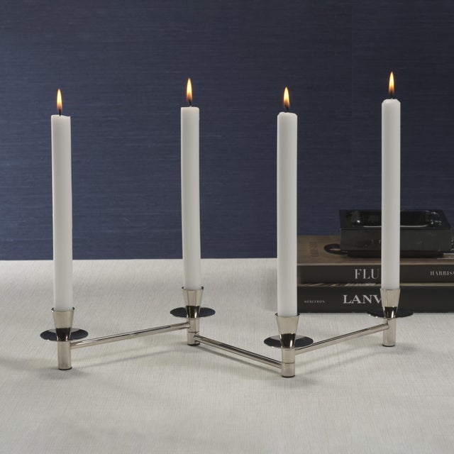 2020s Méduse Expandable 4-Piece Taper Candle Holder Set, Nickel For Sale - Image 5 of 6