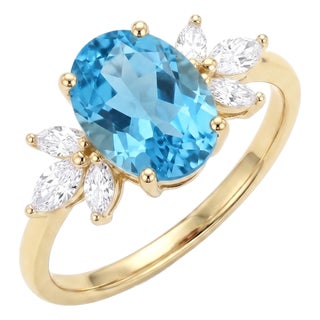 Royal Swiss Blue Topaz Ring - Blue Gemstone Engagement Ring Us 7 (All Sizes Available) For Sale