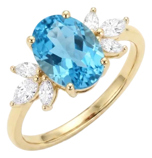 Royal Swiss Blue Topaz Ring - Blue Gemstone Engagement Ring Us 7 (All Sizes Available)