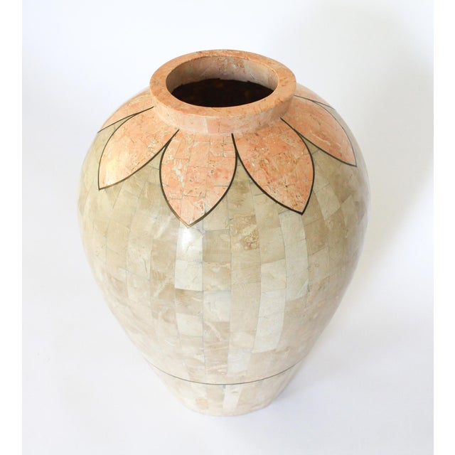 Late 20th Century Post-Modern Tessellated Stone Floor Vase For Sale - Image 4 of 8