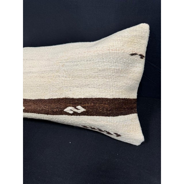 Turkish Hemp Pillow Cushion Natural Beige Brown Cushion Cover 14"x40" For Sale - Image 4 of 4