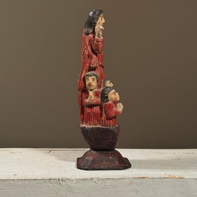 Mexican Antique 19th Century Hand Carved Folk Art Santos Sculpture For Sale - Image 3 of 9