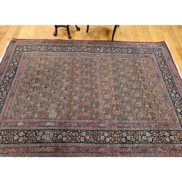 Persian Vintage Persian Qum Area Rug, Hand-Knotted Wool, Allover Paisley Pattern, 5x8, Camel & Red For Sale - Image 3 of 14