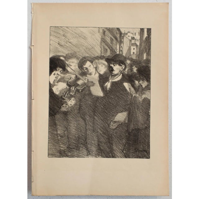 1890s Original French Art Nouveau Illustration, Boisterous Men For Sale - Image 4 of 4