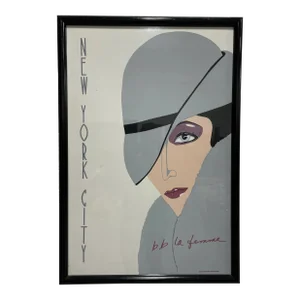 Large Original Bb La Femme "New York City" Art Framed Serigraph, Ready to Hang