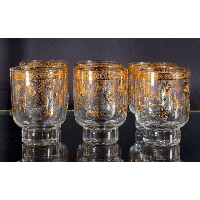 1960s c.1960's Culver Chantilly 22k Gold Footed Rocks Glasses - Set of 6 For Sale - Image 5 of 7