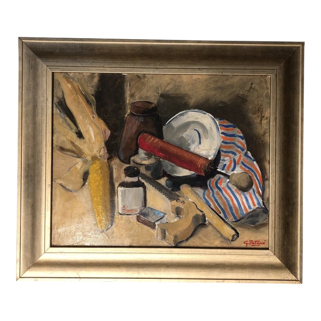 Vintage Modernist Still Life Original Signed Painting For Sale