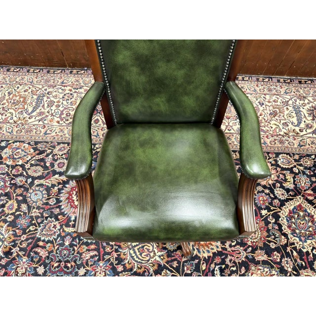 English Green Chesterfield Desk Chair For Sale - Image 5 of 8