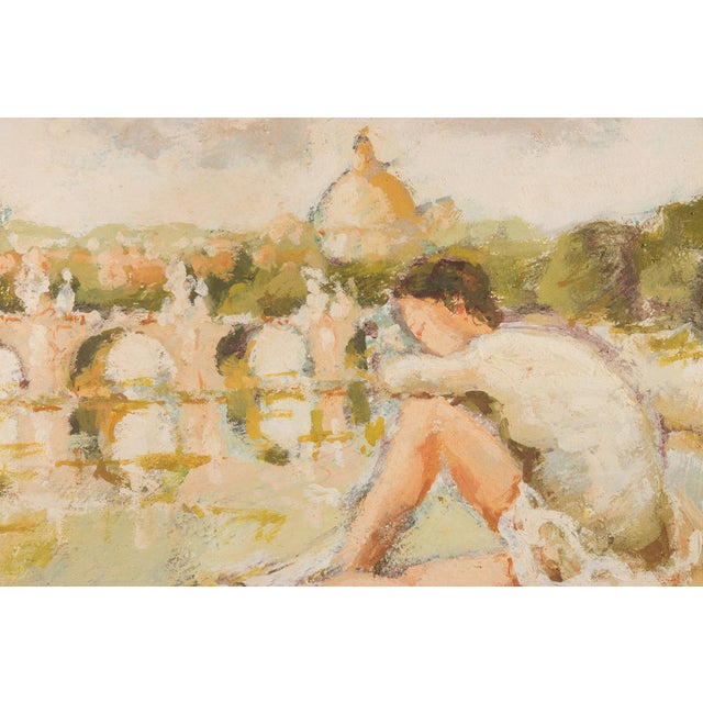 Franco Marzilli, Ballerina with View of Rome, Oil Painting, 1970s For Sale