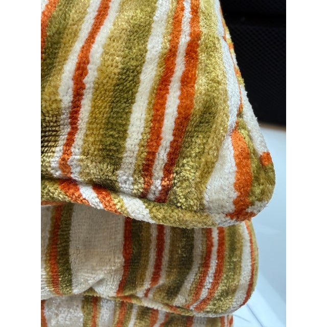 Earth Toned Striped Velvet Throw Pillows, Set of Four For Sale - Image 9 of 12