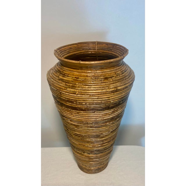Vintage Italian Pencil Reed Floor Vase For Sale In Naples, FL - Image 6 of 11