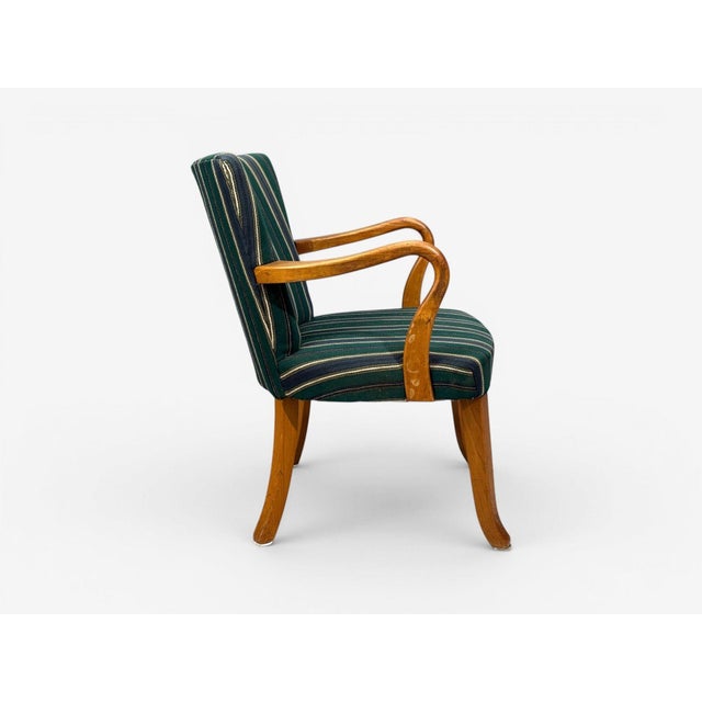 Wood Alfred Christensen Style, Armchair, Bentwood, Fabric, Sweden, 1960s For Sale - Image 7 of 11