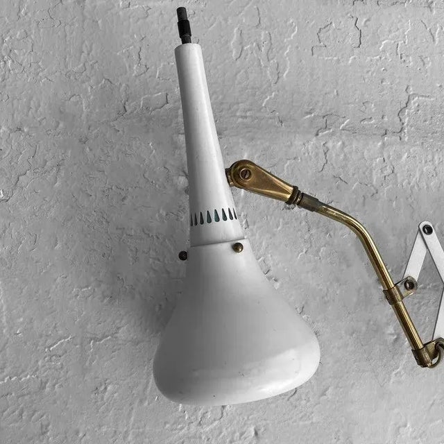 White 1950s Gerald Thurston Scissor Task Lamp Wall Sconce For Sale - Image 8 of 9