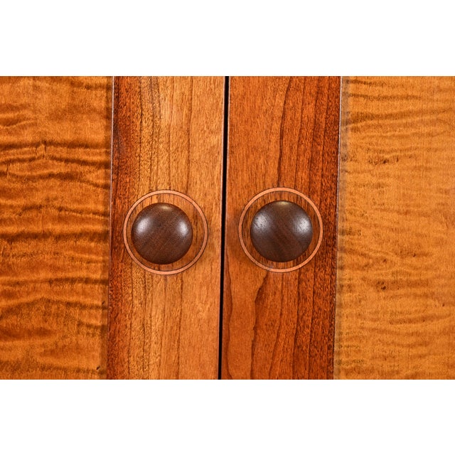 Brown Late 20th Century Stickley Harvey Ellis Collection Mission Arts & Crafts Cherry Wood and Tiger Maple Media Armoire Cabinet For Sale - Image 8 of 14