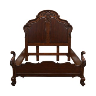 Hekman French Carved Cherry Queen Bed For Sale