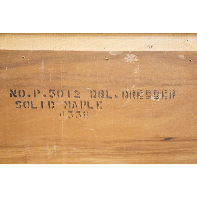 High End Vintage Solid Hard Rock Maple Early American Colonial 56" Double Dresser 5012 For Sale - Image 13 of 13