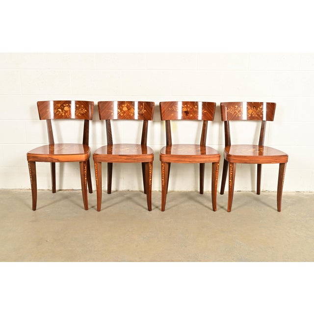 An outstanding set of four Italian Regency Louis XVI style dining chairs Italy, Circa Early 20th Century Gorgeous...