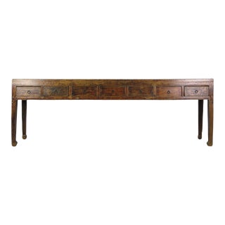 109” Inch Long Antique Chinese Console Table - 7 Drawers For Sale