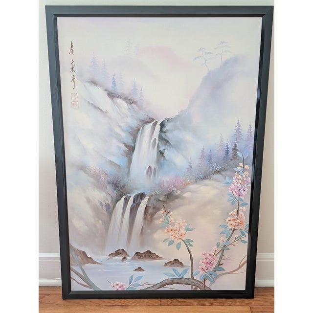 Drawing/Sketching Materials 1980s Chinese Cascading Waterfall With Blossoms For Sale - Image 7 of 8