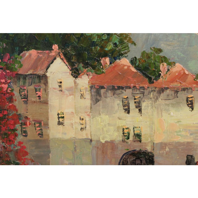 Framed Oil Painting on Canvas Harbour Scene Artist Signed For Sale - Image 11 of 18