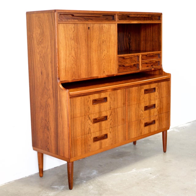 1950s Rosewood Secretary Desk & Bar Cabinet, in the Style of Brdr. Larsen Møbelfabrik For Sale - Image 5 of 18