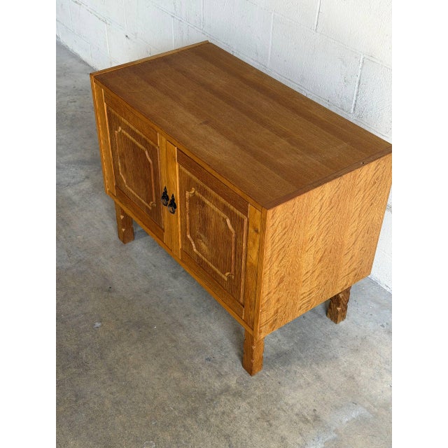 Vintage Danish Oak Cabinet by Henning Mid Century Scandinavian Storage Cabinet For Sale In Los Angeles - Image 6 of 9