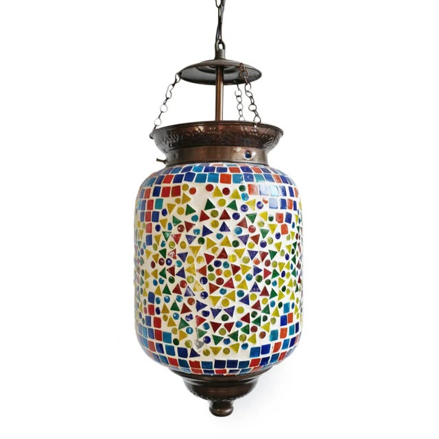 Metal Mosaic Colorful Pendant Light For Sale - Image 7 of 7