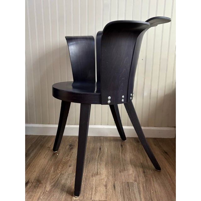 Mid-Century Modern Vintage King Harold Bentwood Flower Chair Miro Harold Ebonized Ink Black 80s VTG For Sale - Image 3 of 12