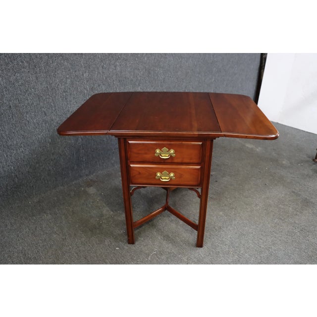 Chinoiserie Cherry Drop-Leaf Side Table/Nightstand For Sale - Image 3 of 10