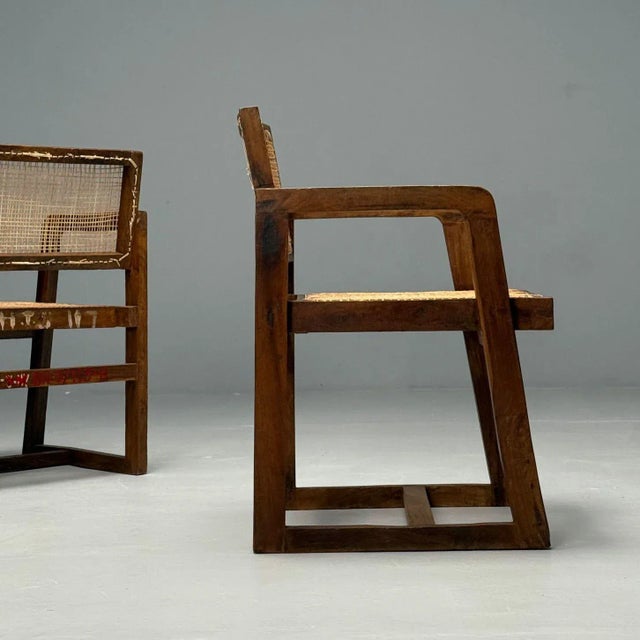 Pierre Jeanneret, French Mid-Century Modern, 12 Box Dining Chairs, Teak, Cane For Sale - Image 10 of 12