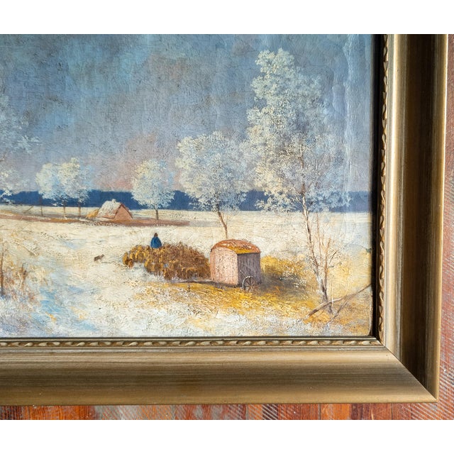 Blue Early 20th Century Hungarian Impressionist Winter Landscape, Paris 1901 For Sale - Image 8 of 13
