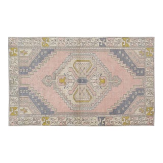 Vintage Turkish Anatolian Hand Knotted Wool Rug, 3'7X6'2 For Sale