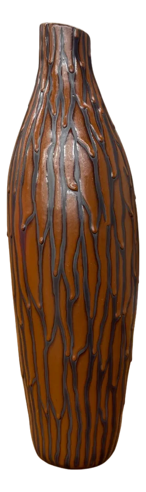 Textured Brown & Black Drip Glaze Ceramic Vase