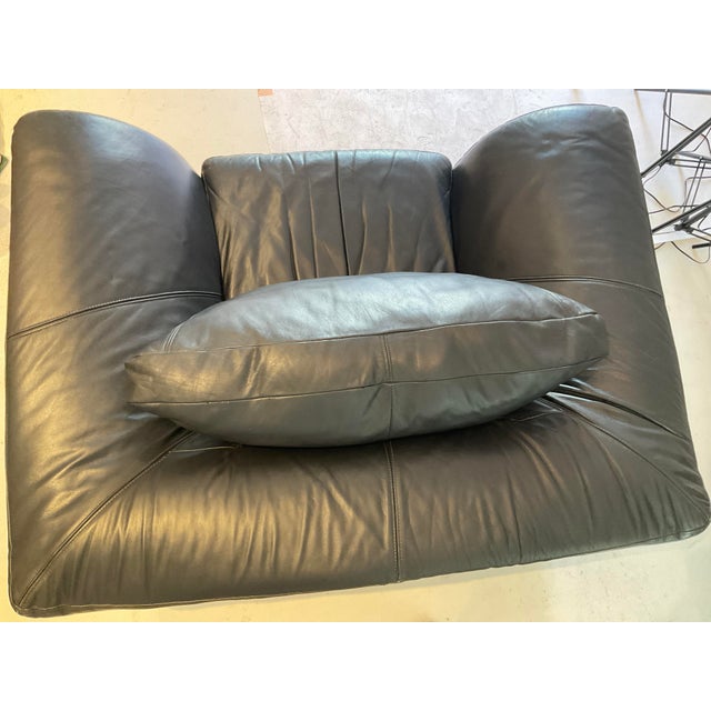 Late 20th Century Vintage Natuzzi Black Leather Sofa Chair Chairish