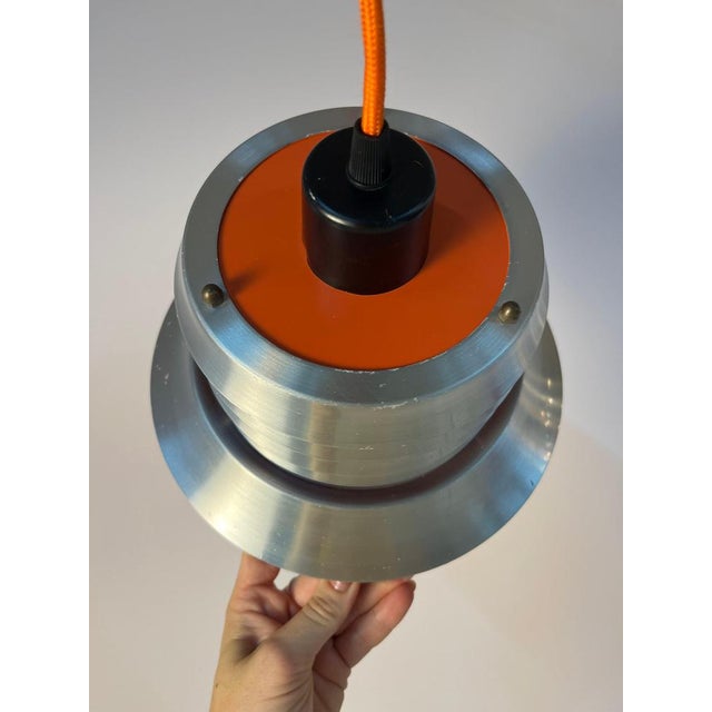 Silver-Orange Louvered Lamp by Carl Thore for Granhaga For Sale - Image 10 of 11