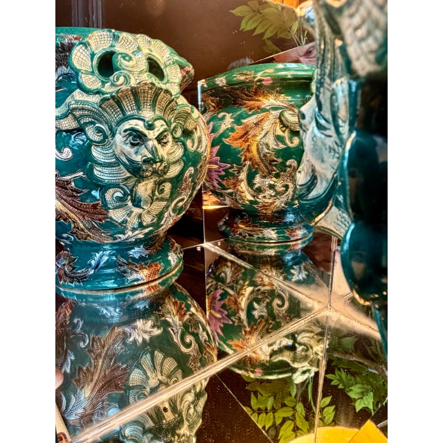 French 1910s Antique French Majolica Gargoyle-Handle Barbotine Jardinière by Frie Onnaing For Sale - Image 3 of 12