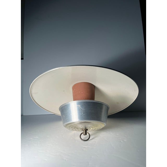 Silver Large Vintage Modern Aluminum Hanging Pull Light Pendant For Sale - Image 8 of 8