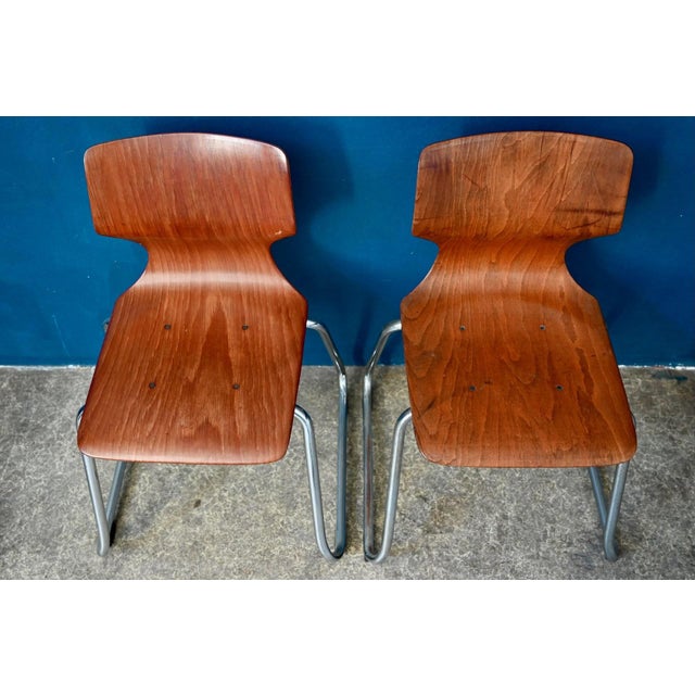 1970s Pagwood Children's Chairs with Chrome Sled Base by Elmar Flötotto, 1970s, Set of 2 For Sale - Image 5 of 9